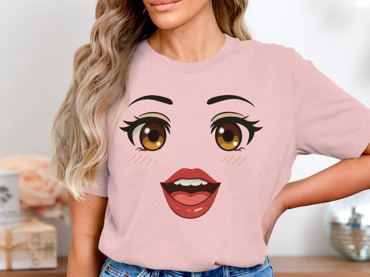 Cheerful Cartoon Face Print Graphic Tee Shirt product type