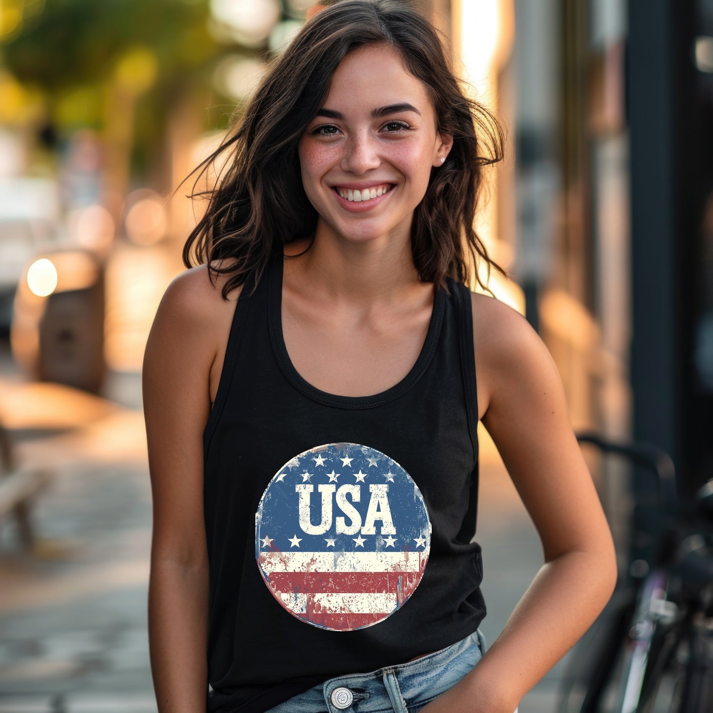 USA Graphic Women's Tank Top Patriotic Clothing Product