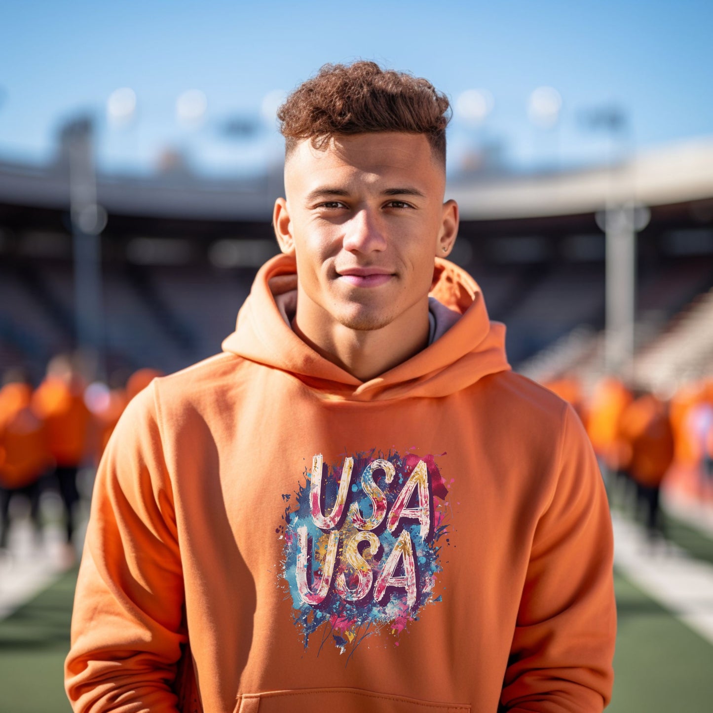 USA Design Orange Hoodie Athletic Wear product