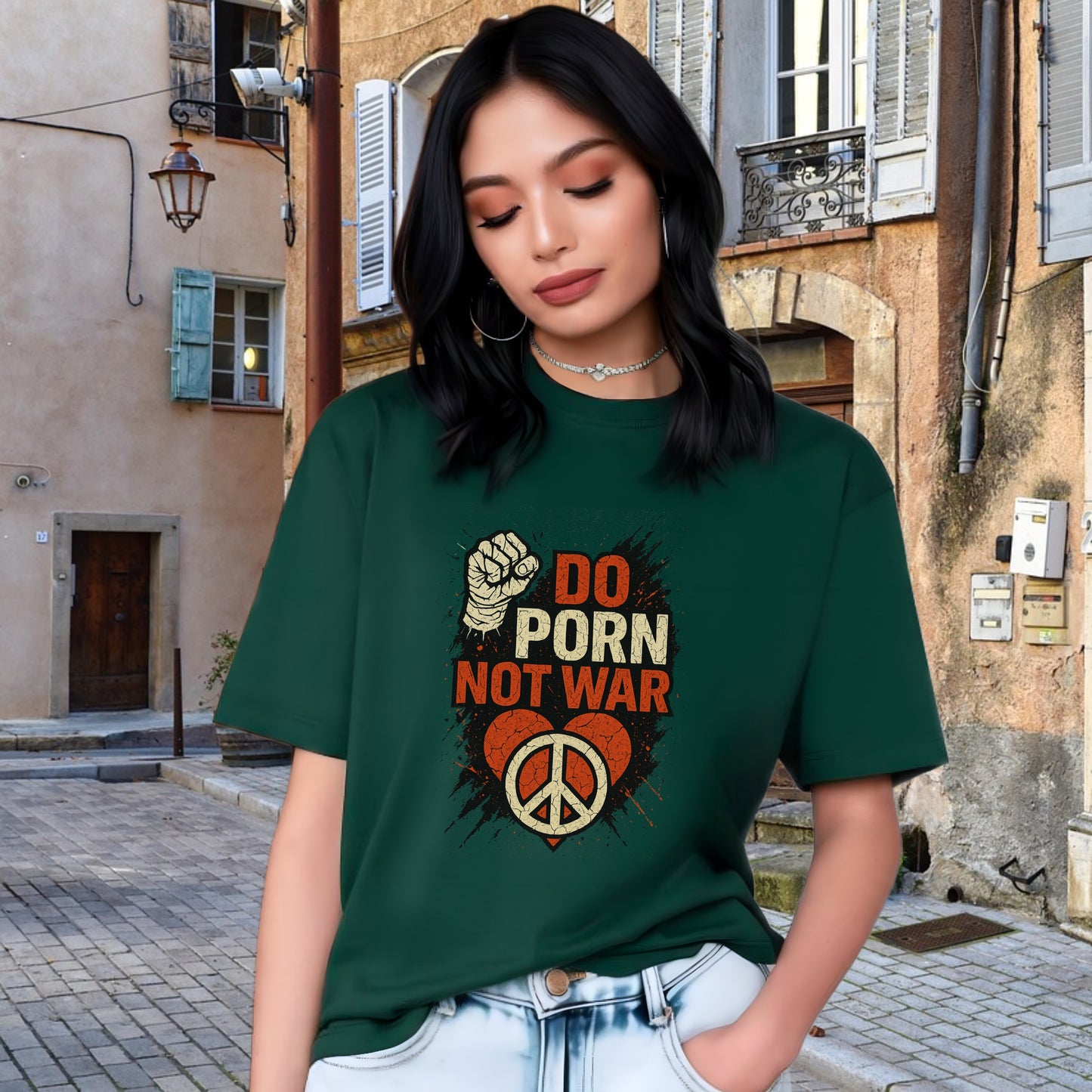 Do Porn Not War Peace Symbol Graphic T-Shirt product