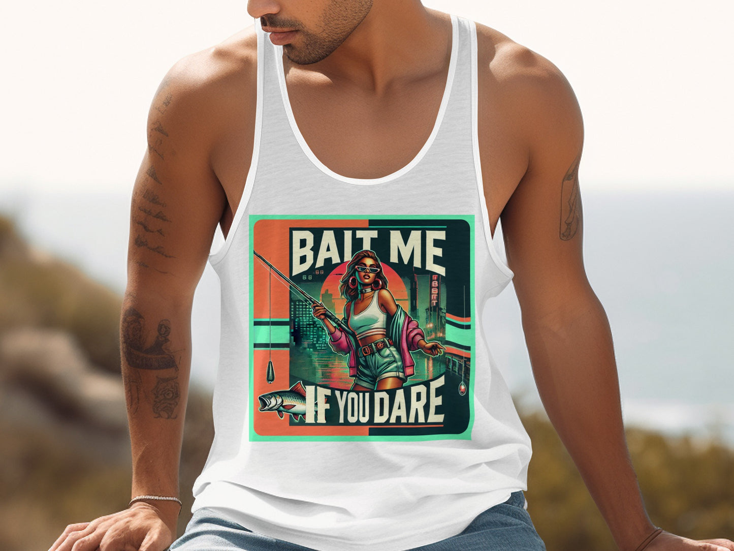 Bait Me If You Dare Fishing Graphic Tank Top product type