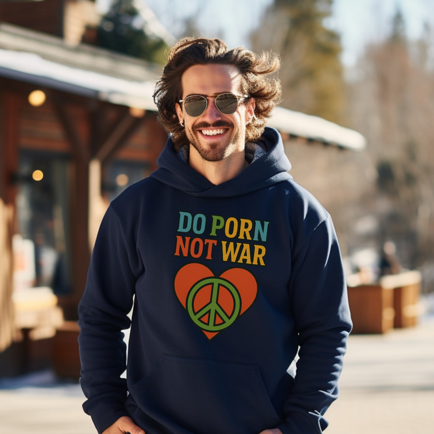 Do Porn Not War Peace Sign Graphic Hoodie product