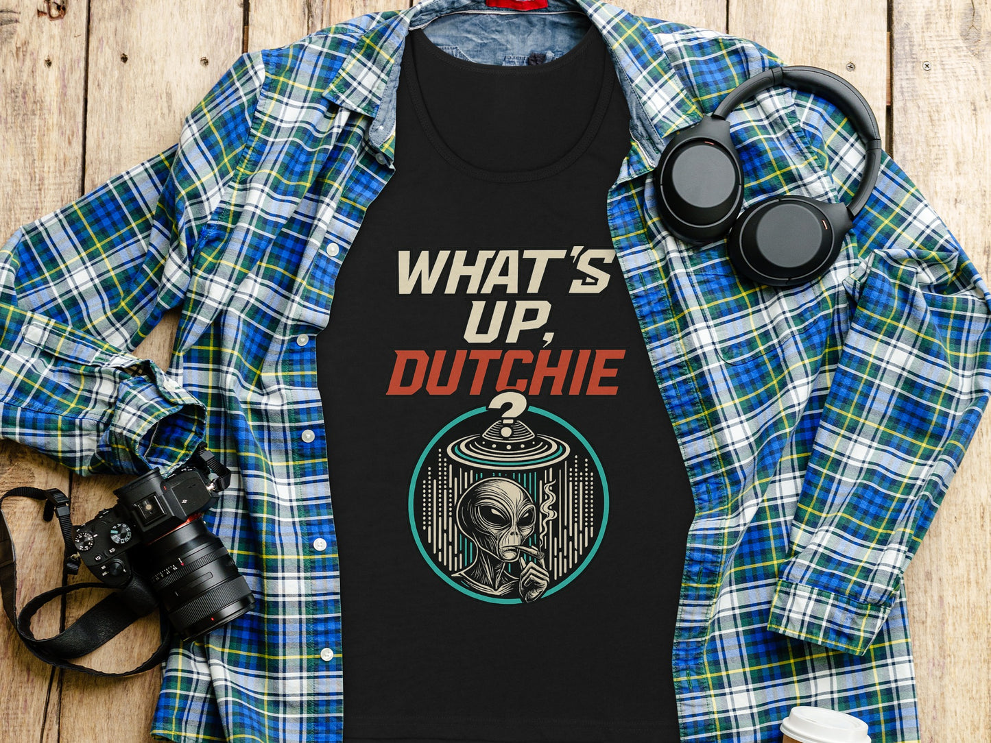 What's Up Dutchie Alien Themed Graphic Shirt product type