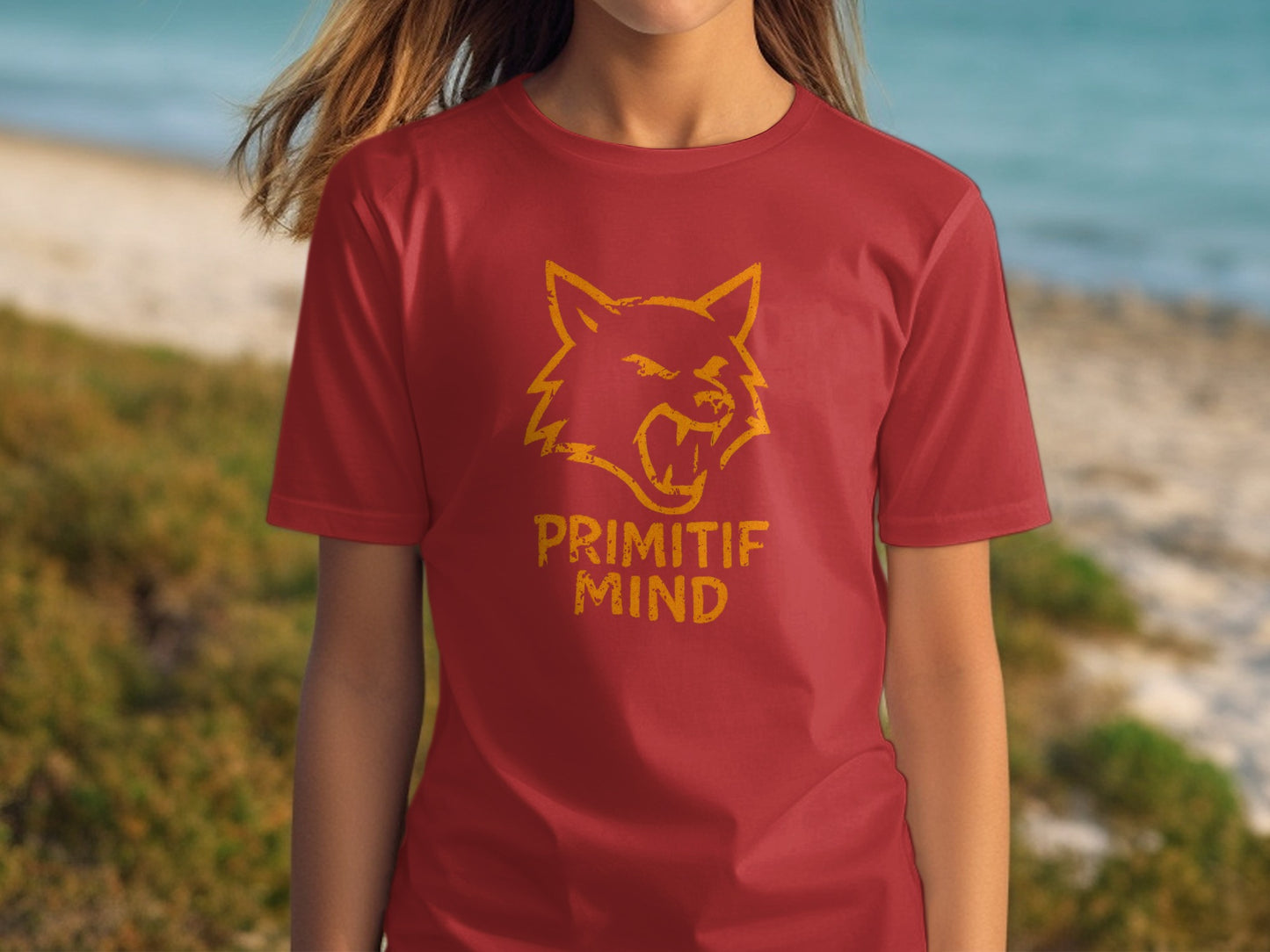 Primitif Mind Roaring Wolf Graphic Red Shirt product type