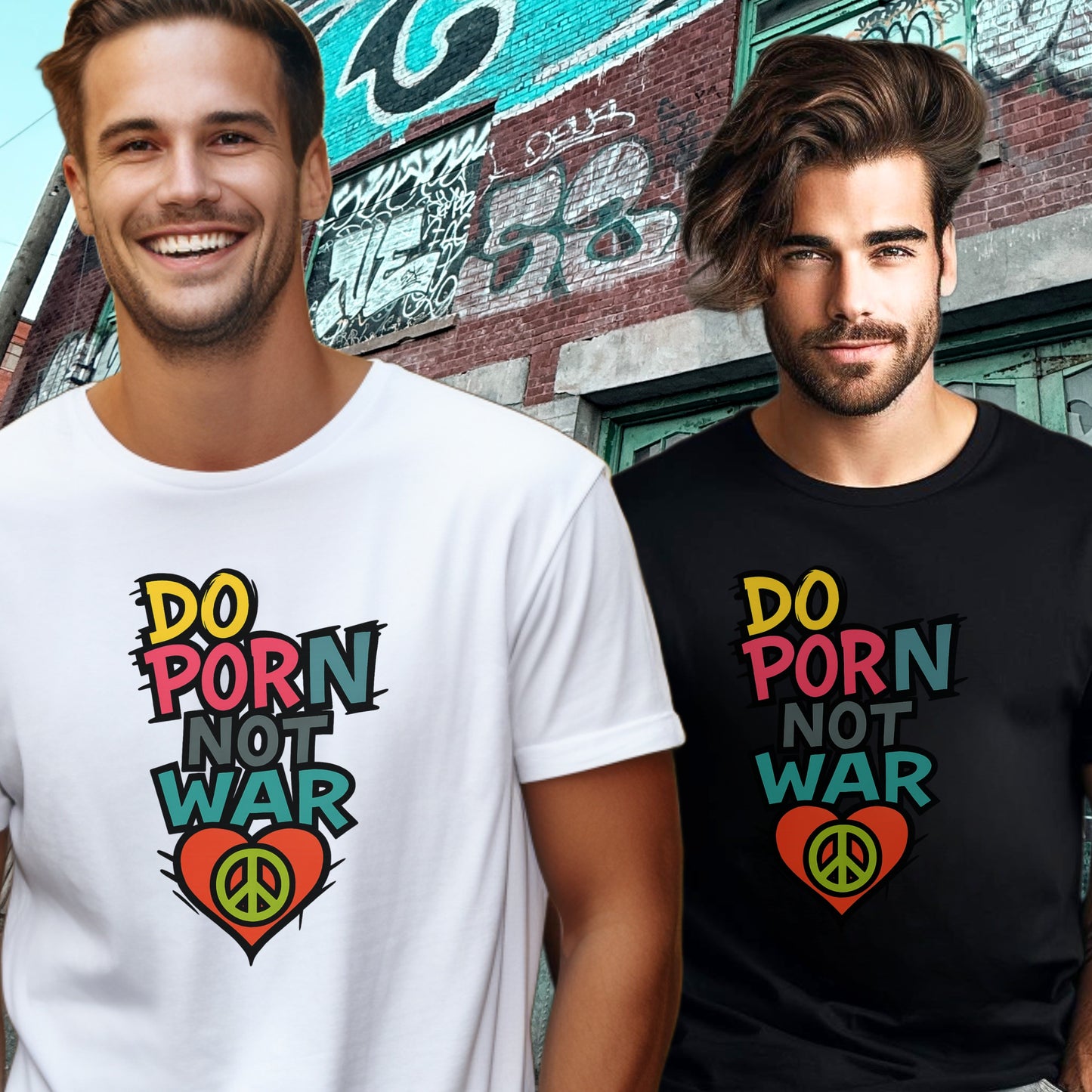 Vibrant Do Porn Not War Graphic T-Shirt product