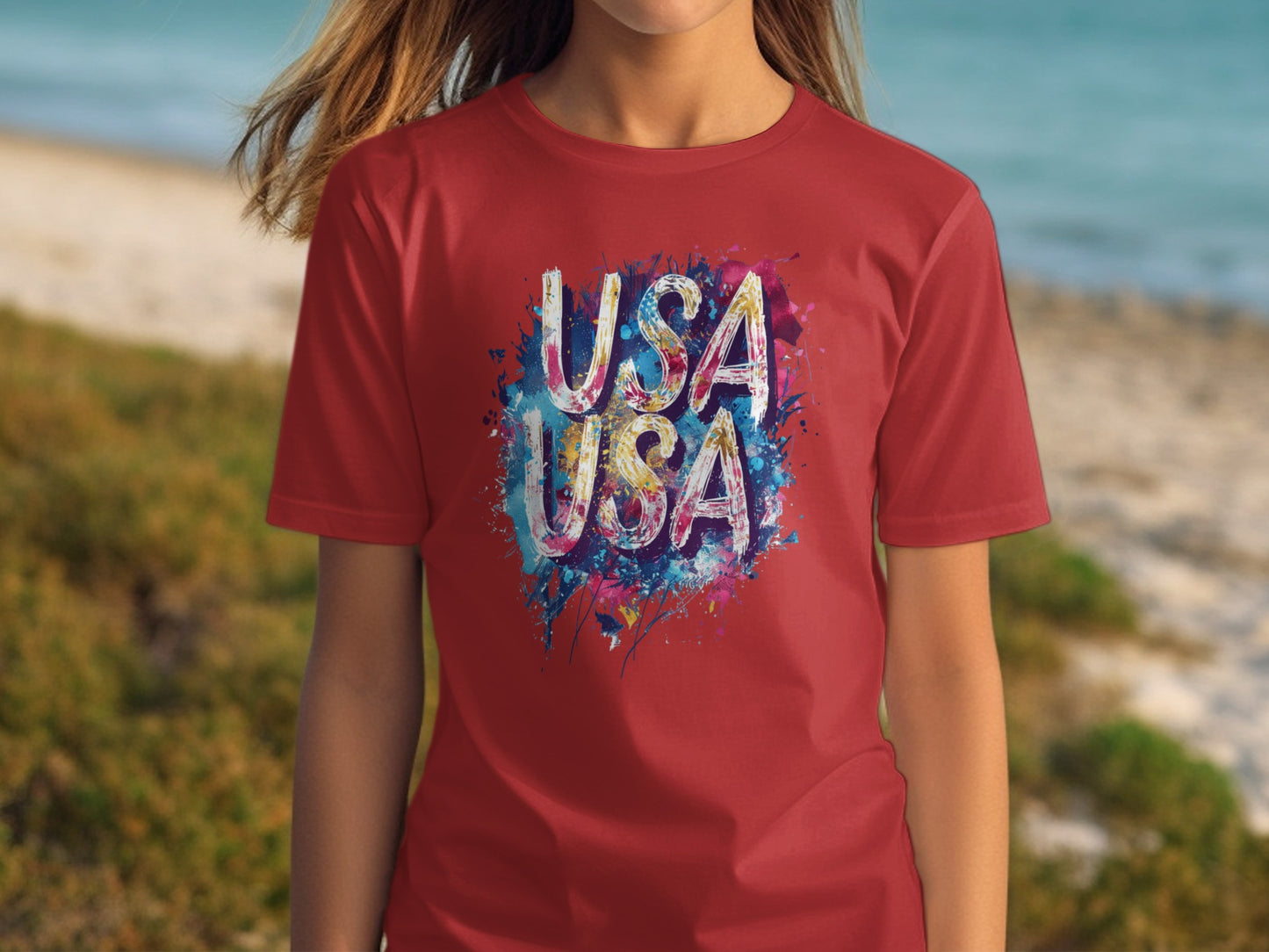 Vibrant Red USA Graphic Design Unisex Shirt product