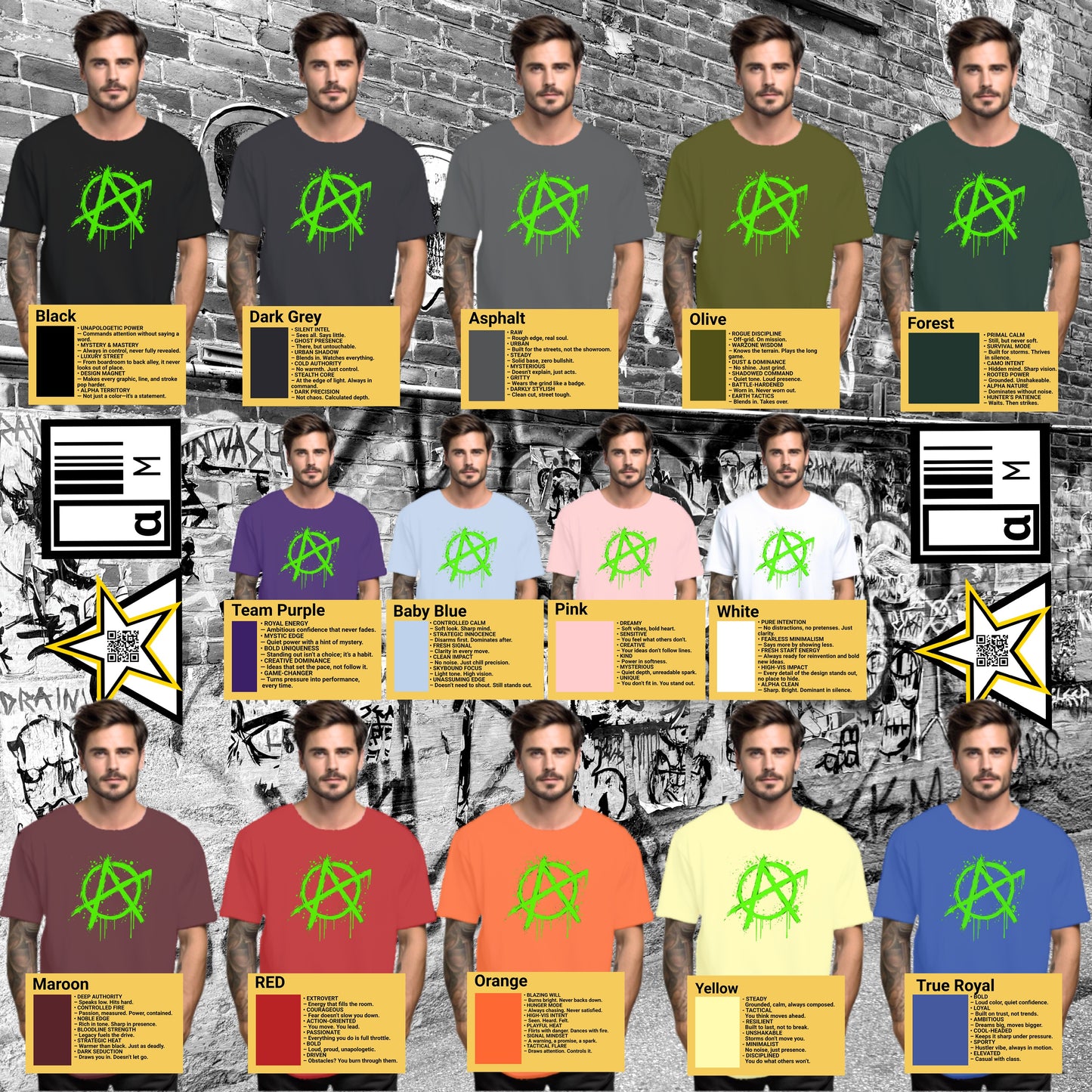 Stylish Anarchy Symbol Graphic Tee Shirt for Casual Wear