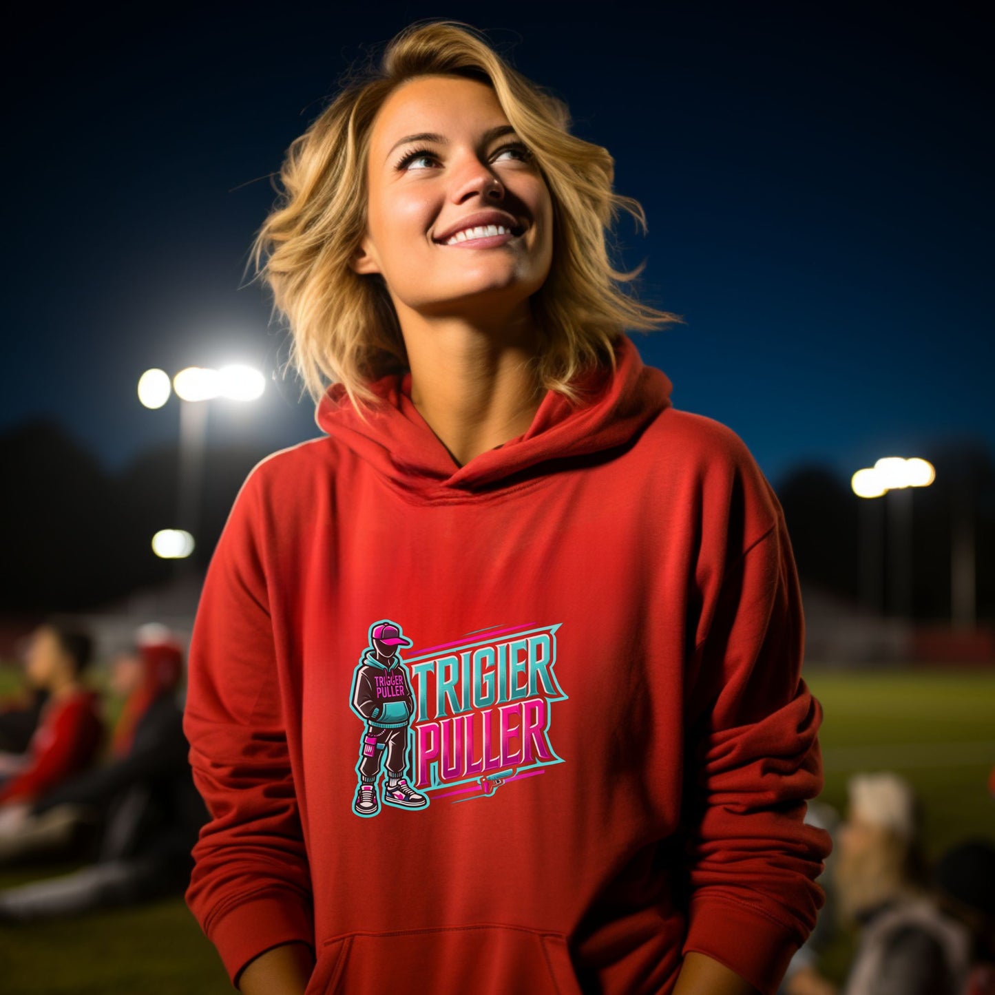 Stylish Red Hoodie with Trigger Puller Design Hoodie product