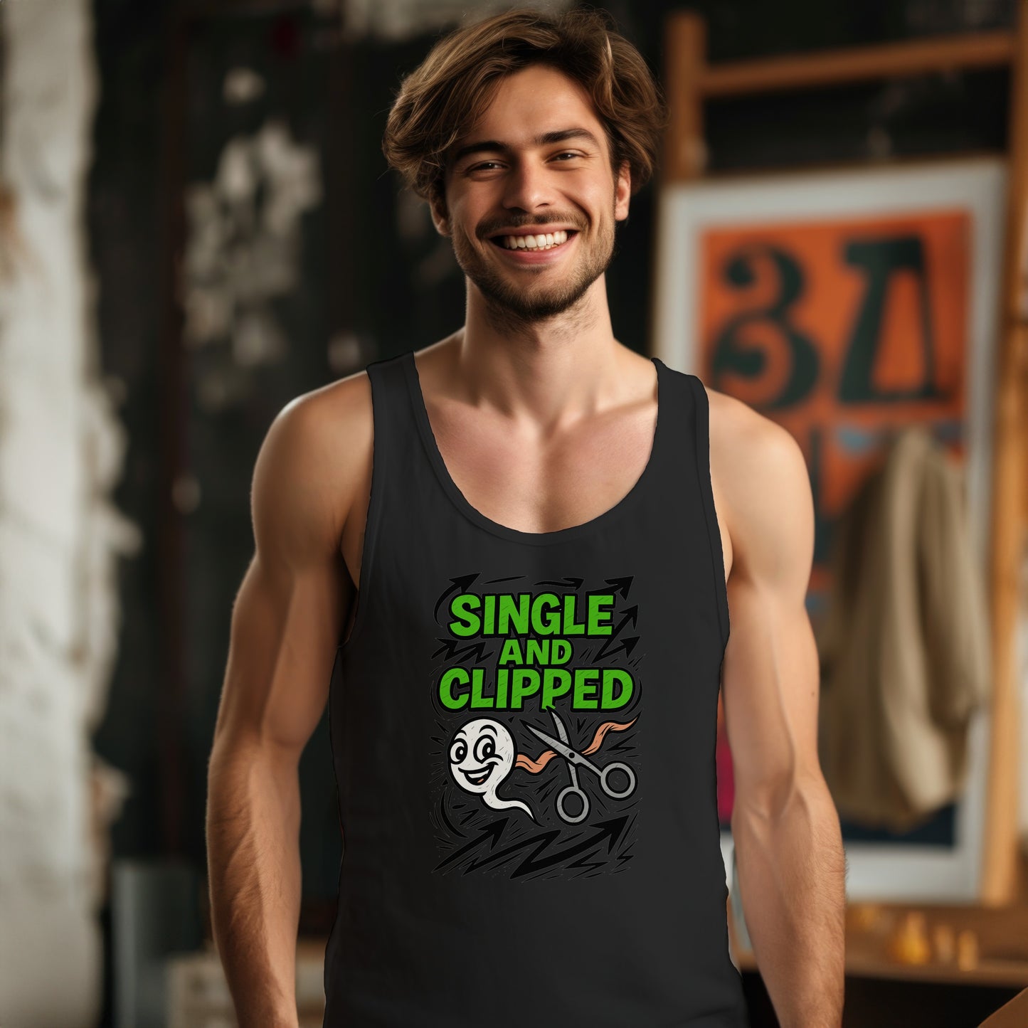 Single and Clipped Graphic Design Tank Top product type
