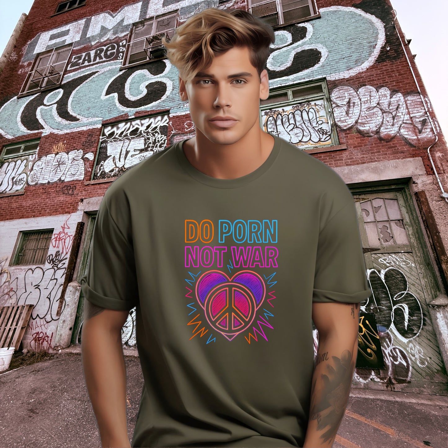 Do Porn Not War Peace Symbol Graphic T-Shirt product