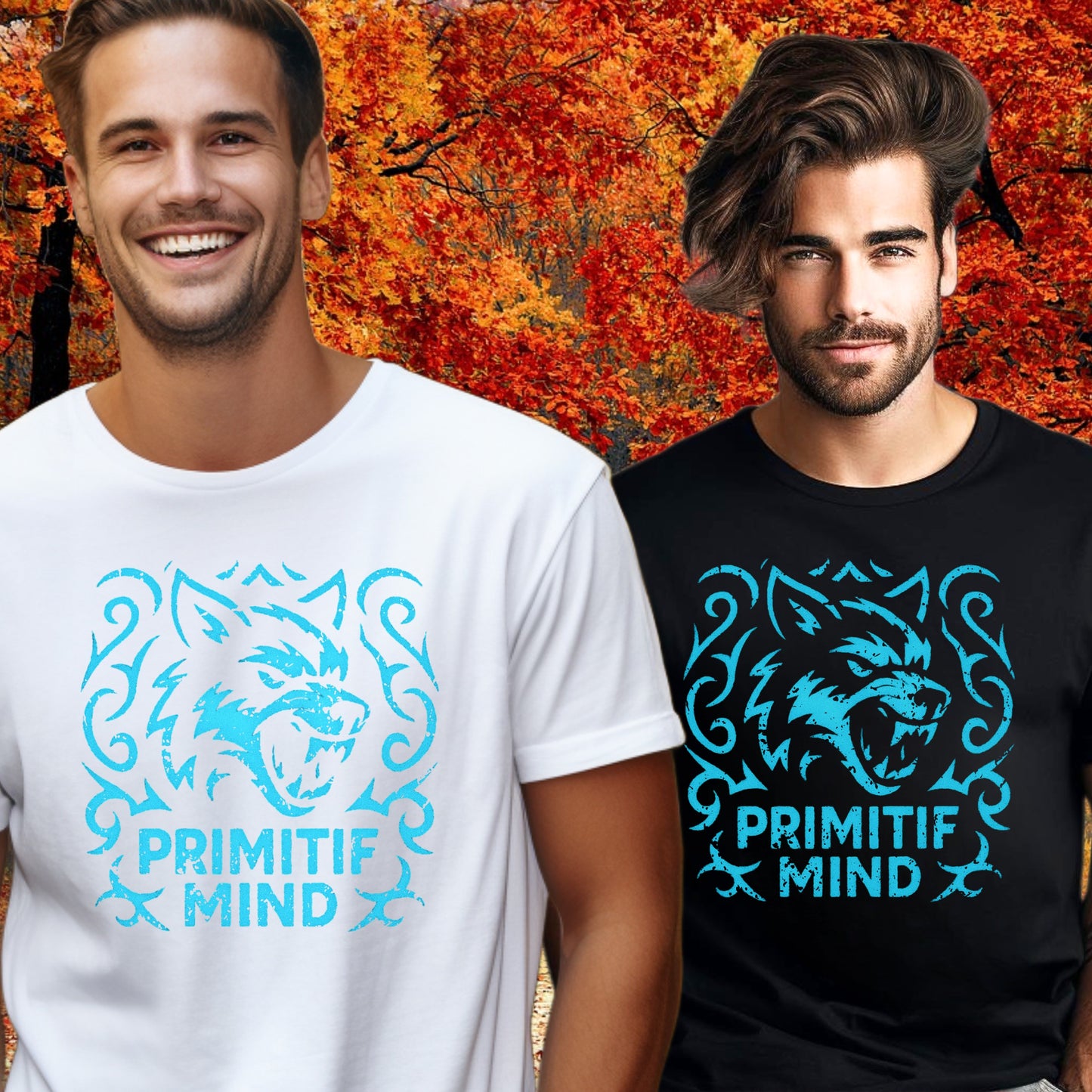 Primitif Mind Graphic Tees with Unique Wolf Design product type