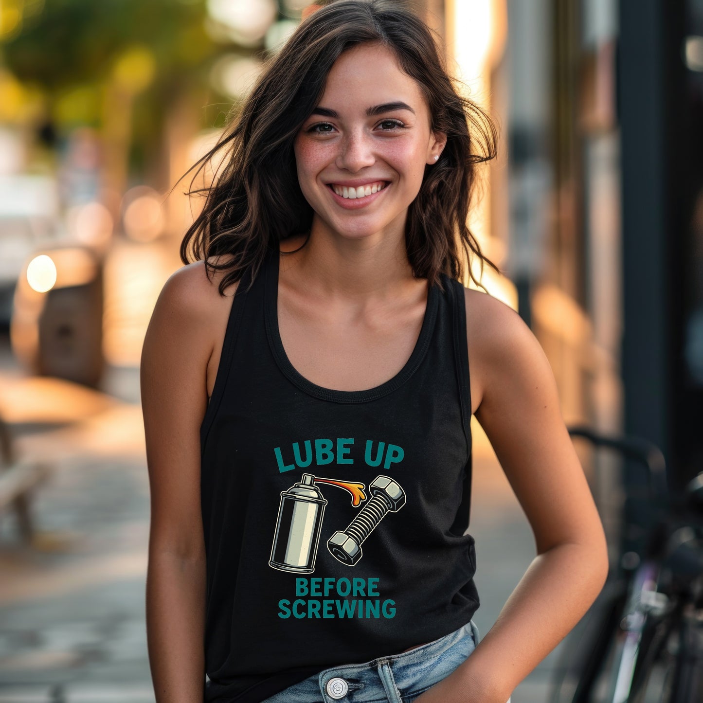 Lube Up Before Screwing Graphic Tank Top product type