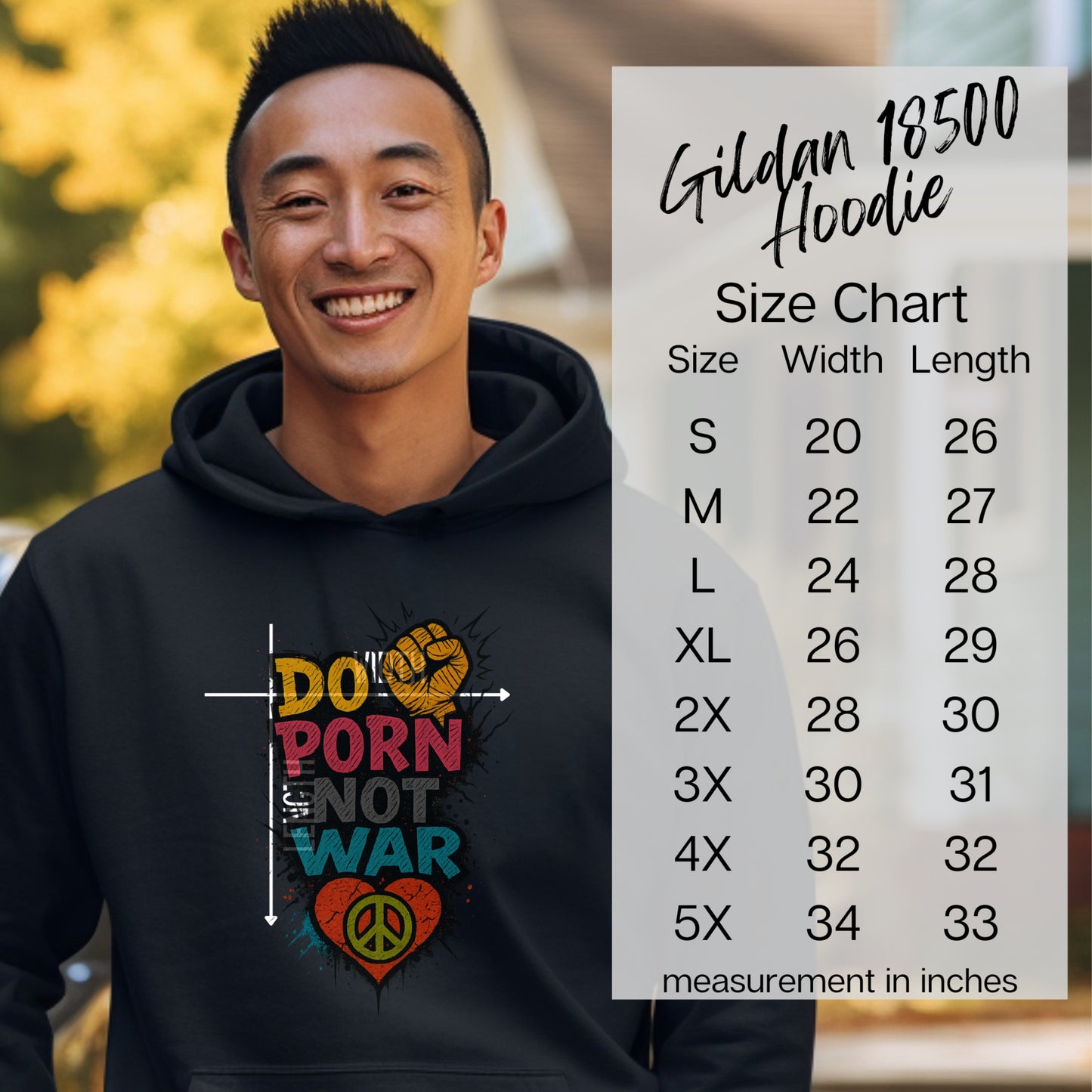 Do Porn Not War Themed Graphic Hoodie Product
