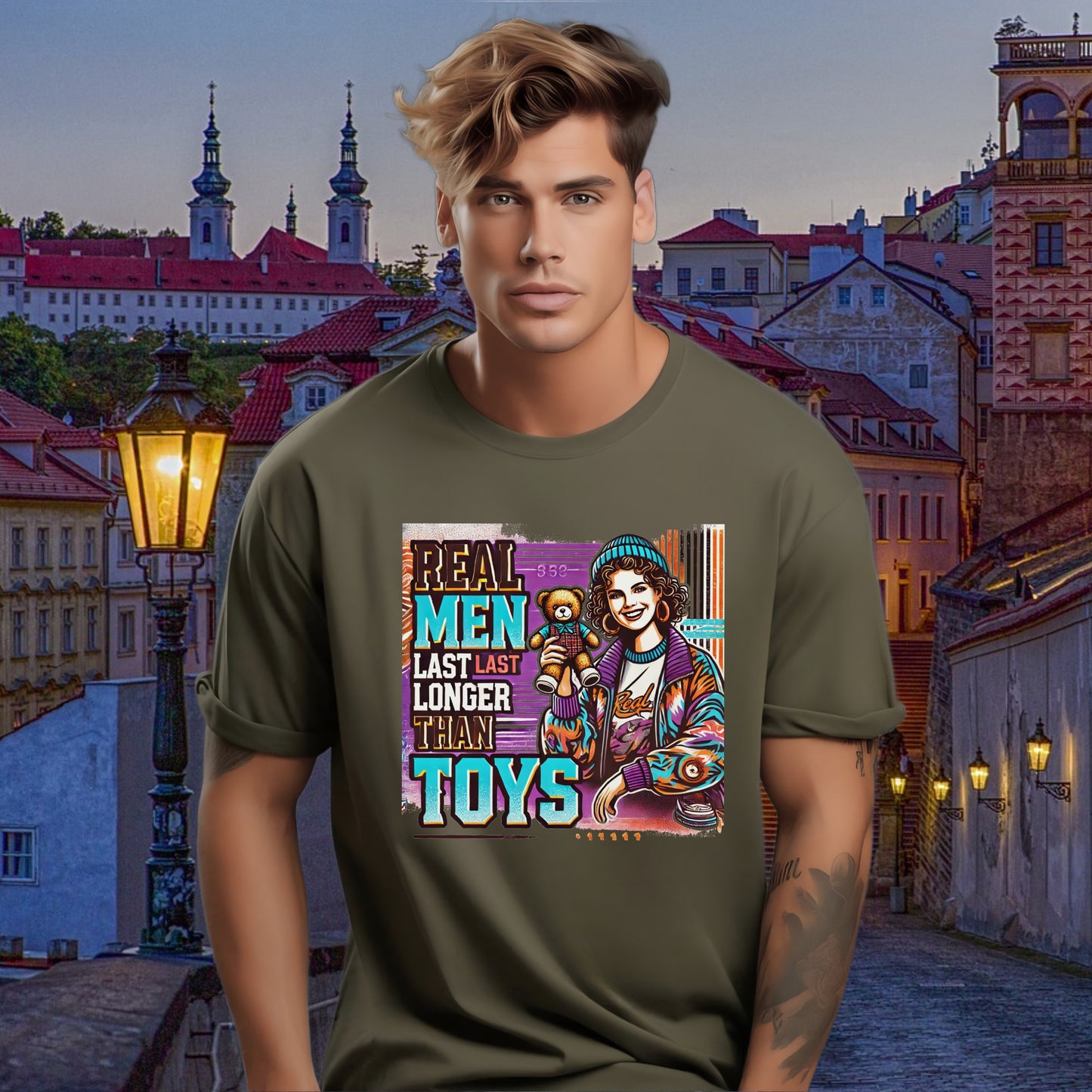 Real Men Last Longer Than Toys Graphic T-shirt product type