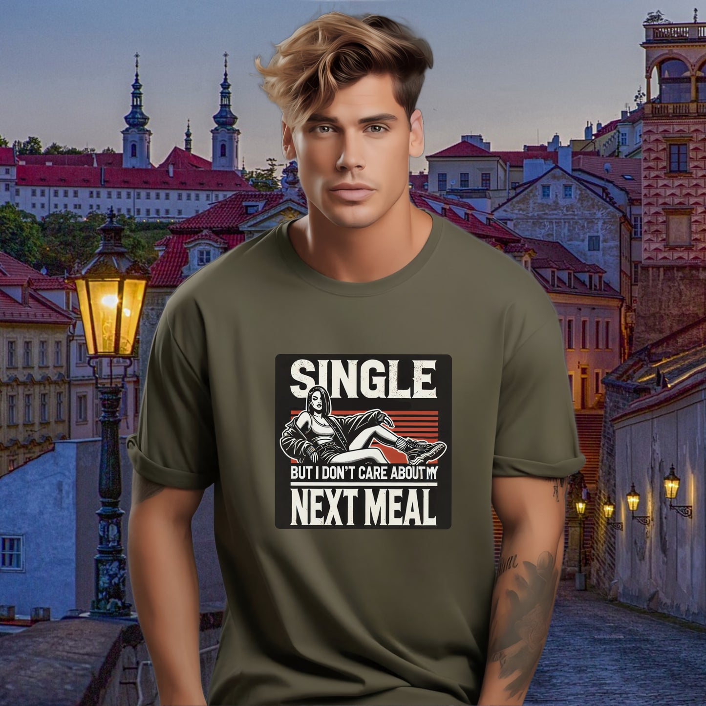 Single But Don't Care Next Meal Graphic T Shirt product type