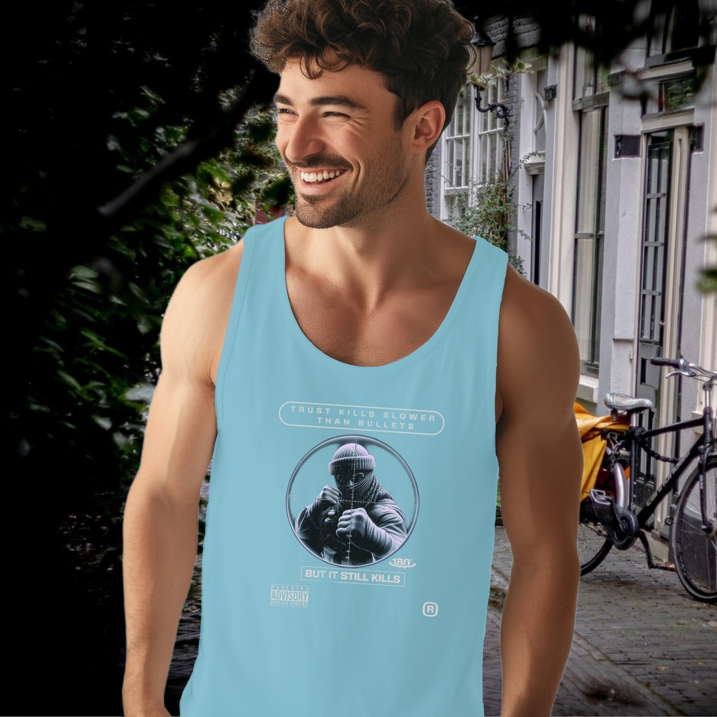 Trust Kills Slower Than Bullets Blue Tank Top product