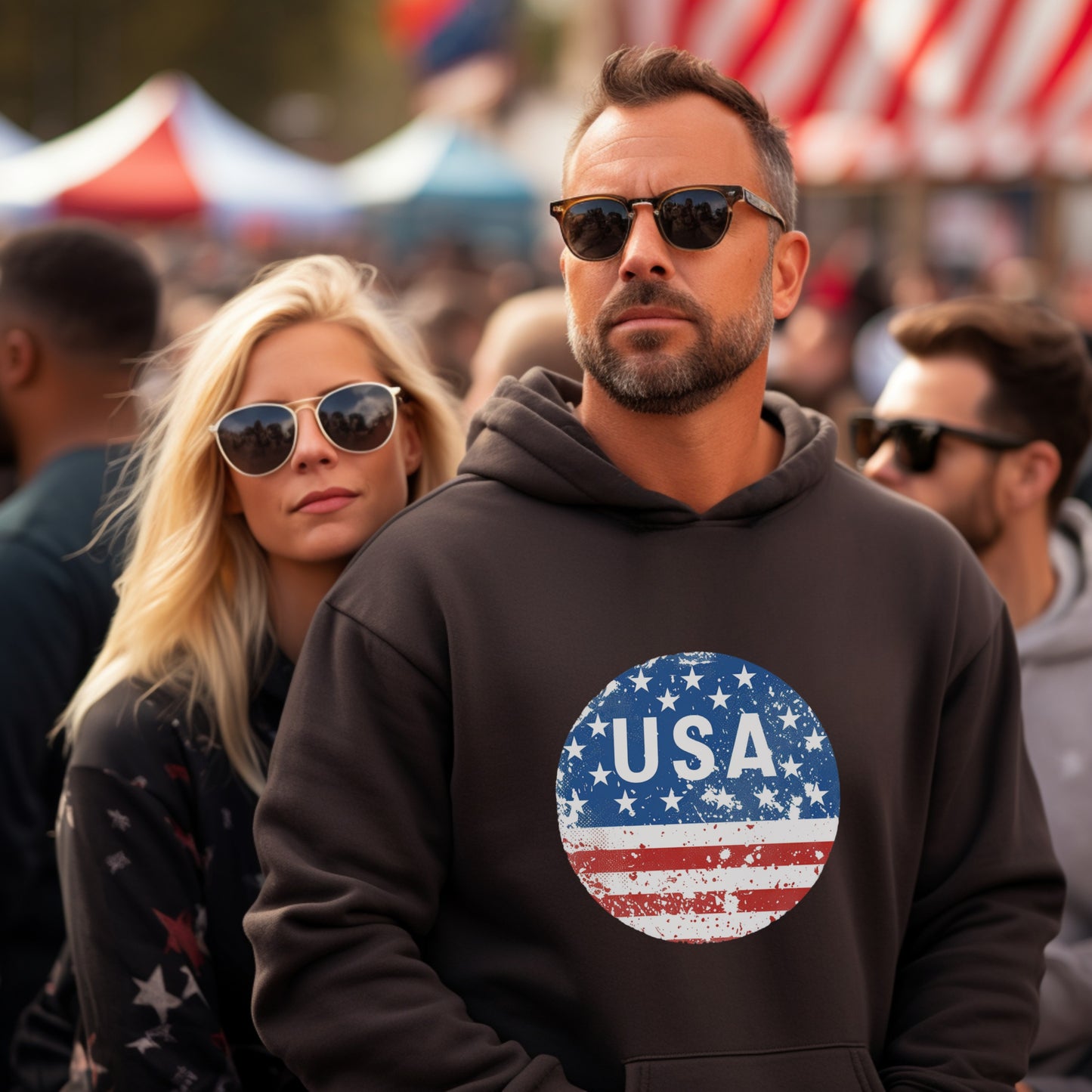 Stylish Hoodie Featuring Bold USA Graphic product