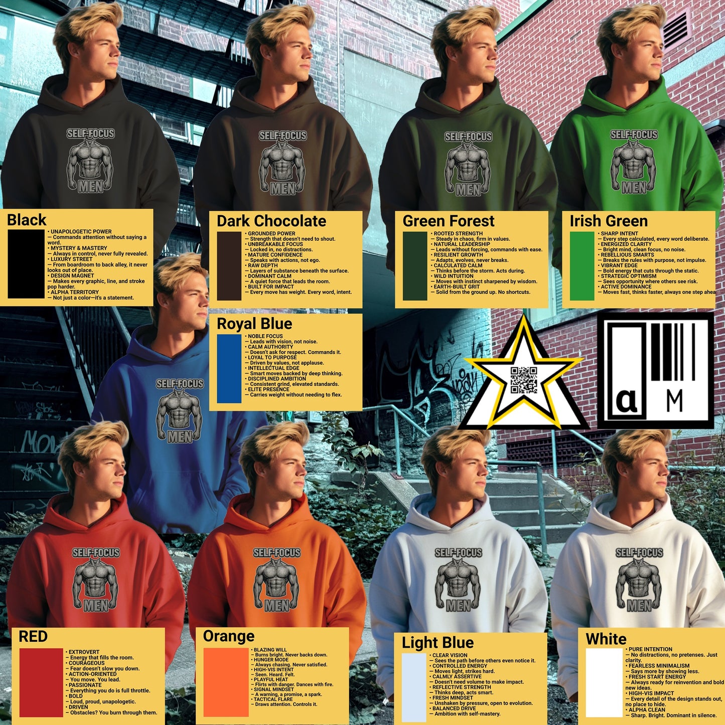 Serious Mens Hoodie in Multiple Vibrant Colors product
