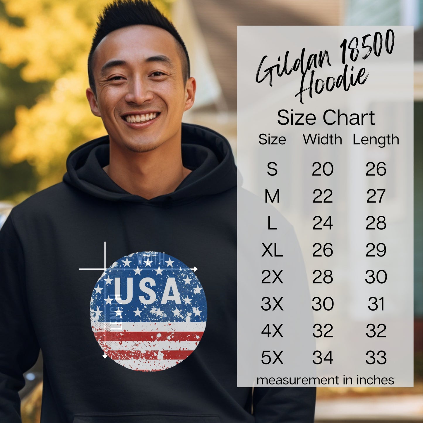 Gildan 18500 Hoodie USA American Flag hoodie product type