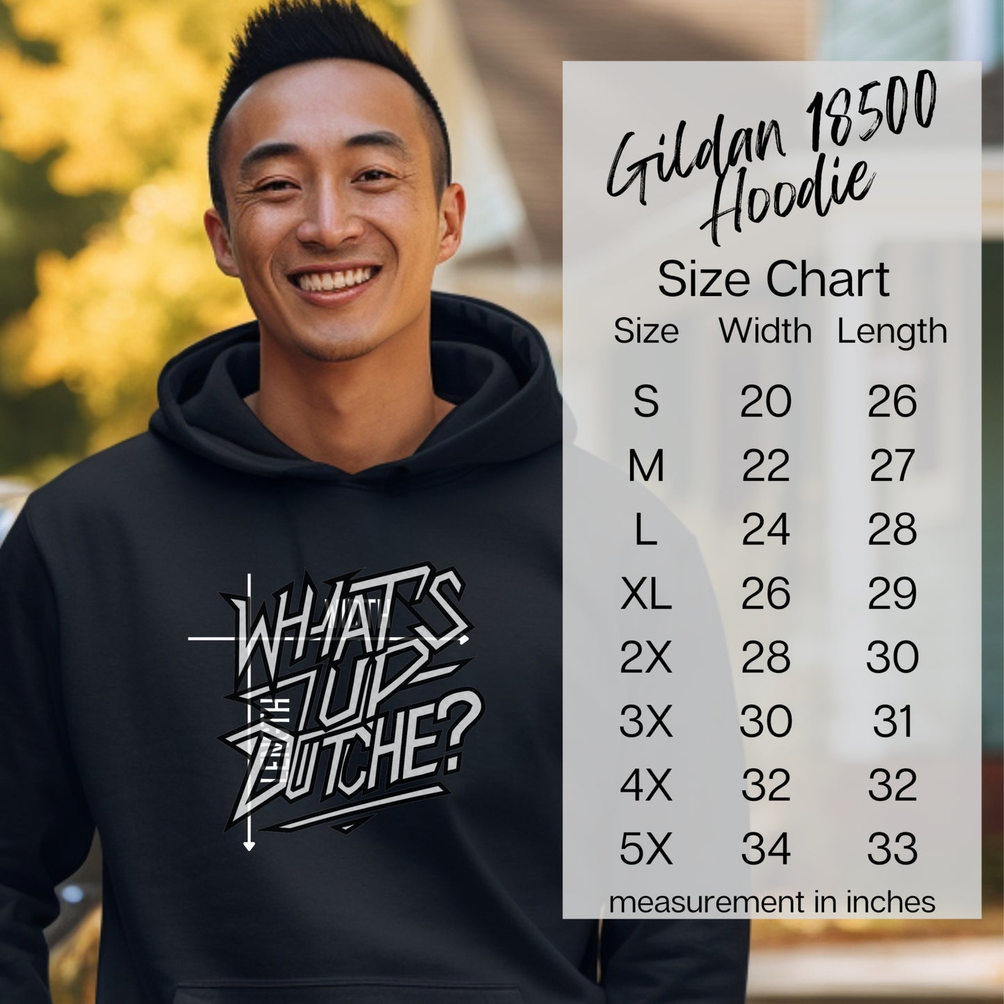 Gildan 18500 Hoodie What's Up Dutche Design