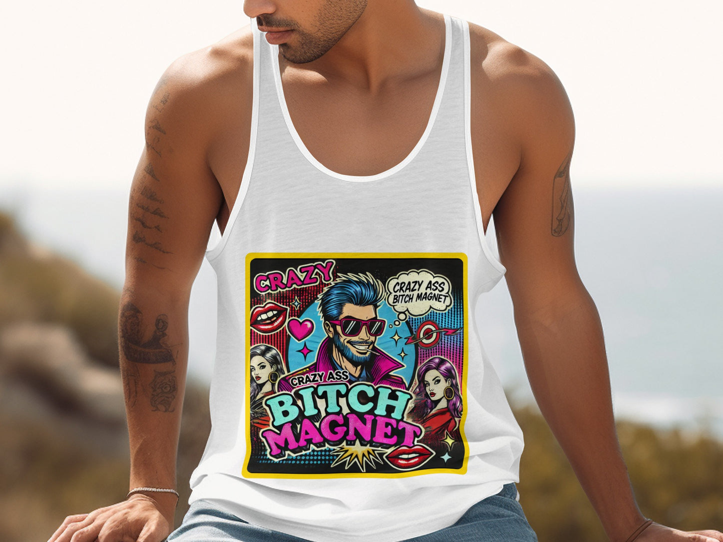 Crazy Ass Bitch Magnet Tank Top Vibrant Graphic product