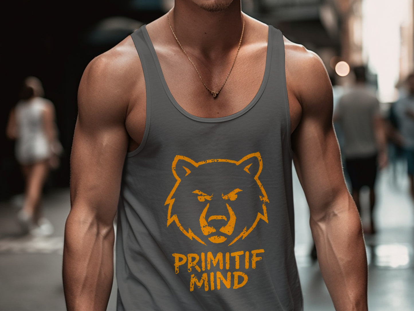 Primitif Mind Tank Top with Bear Graphic Design product type
