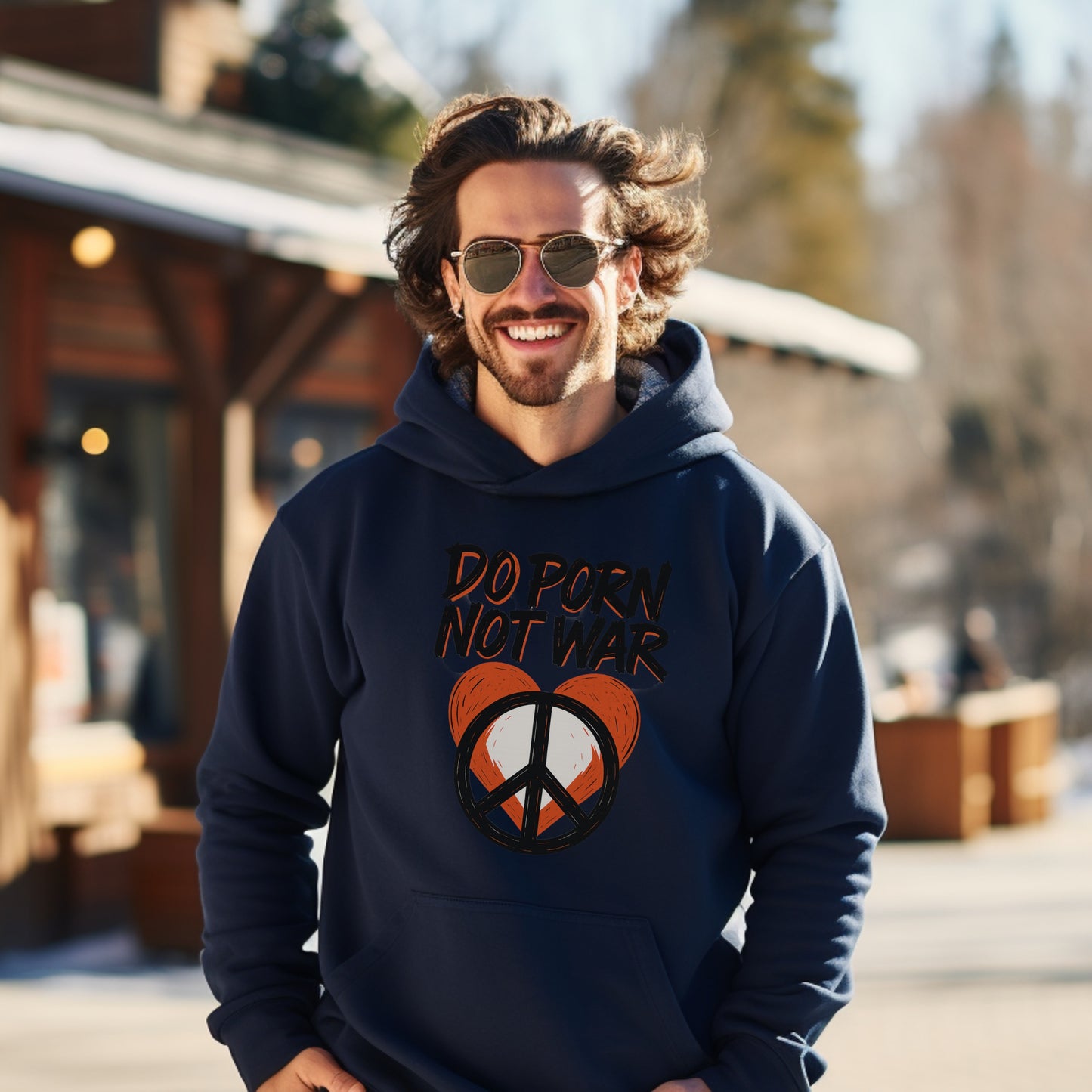 Do Porn Not War Peace Sign Graphic Hoodie product