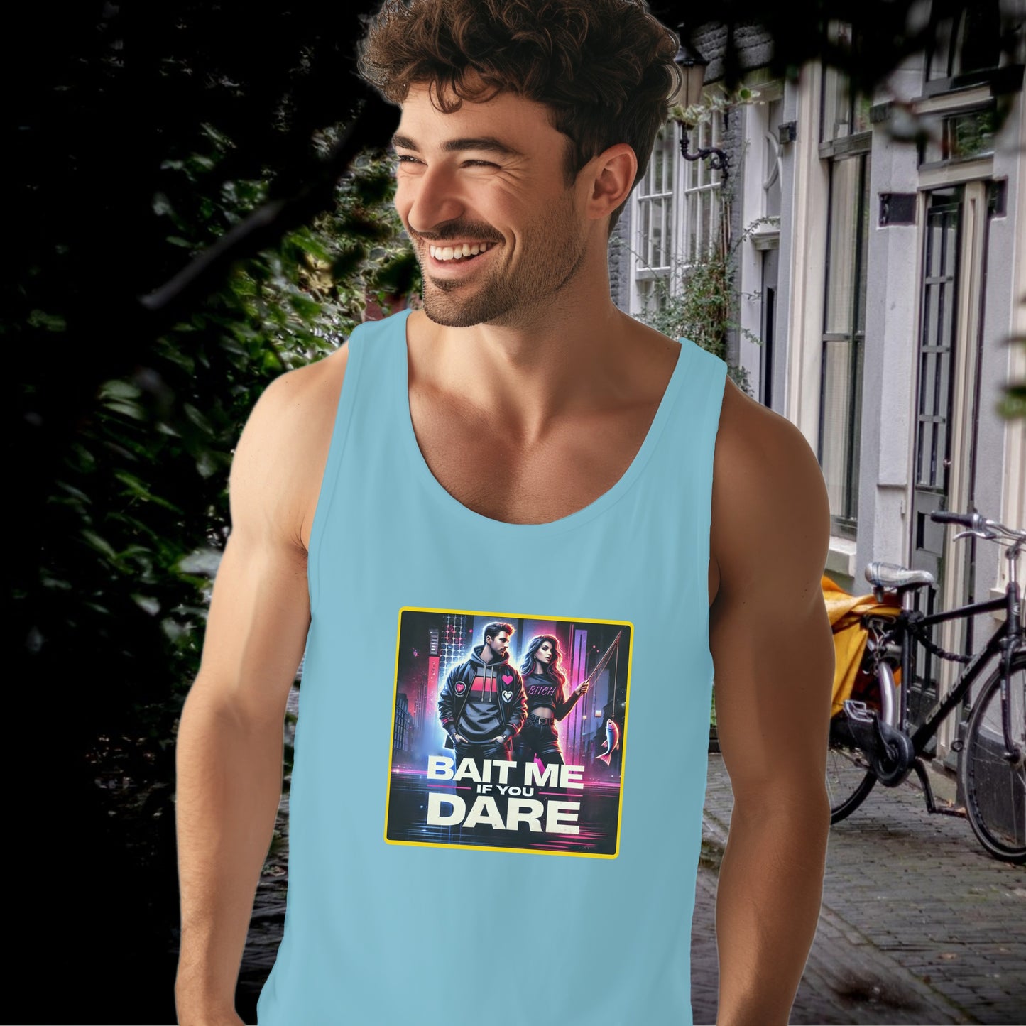 Bait Me If You Dare Graphic Blue Tank Top product type