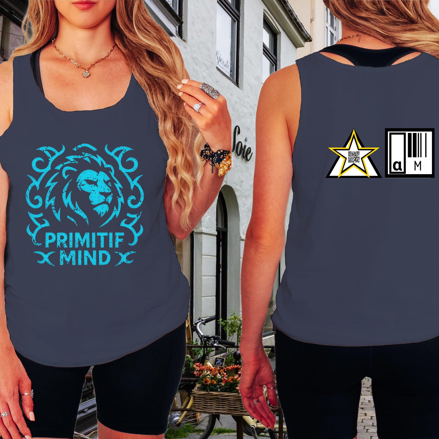 Primitif Mind Lion Design Dark Blue Tank Top product