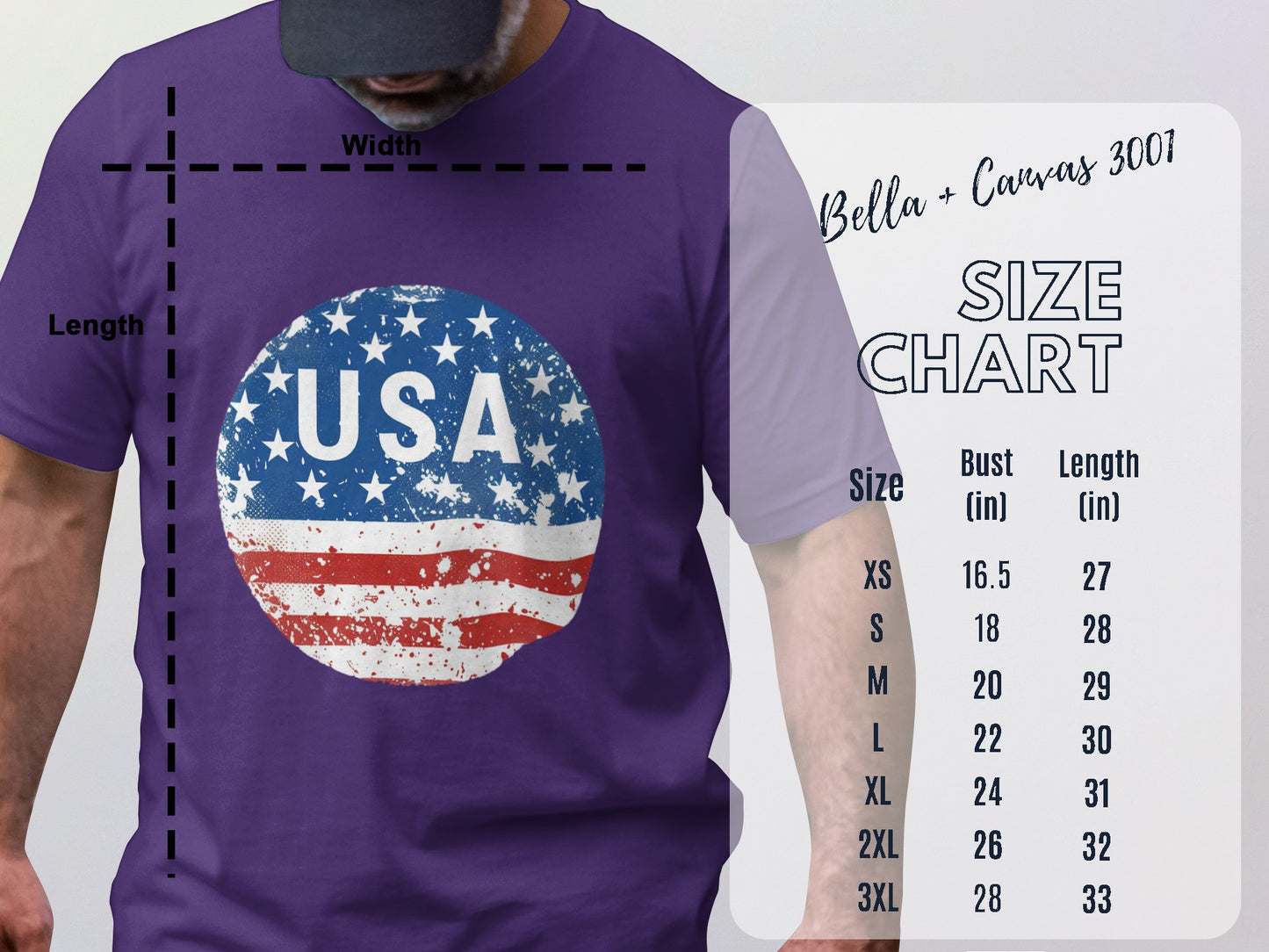 USA Graphic T-Shirt with Size Chart Available product