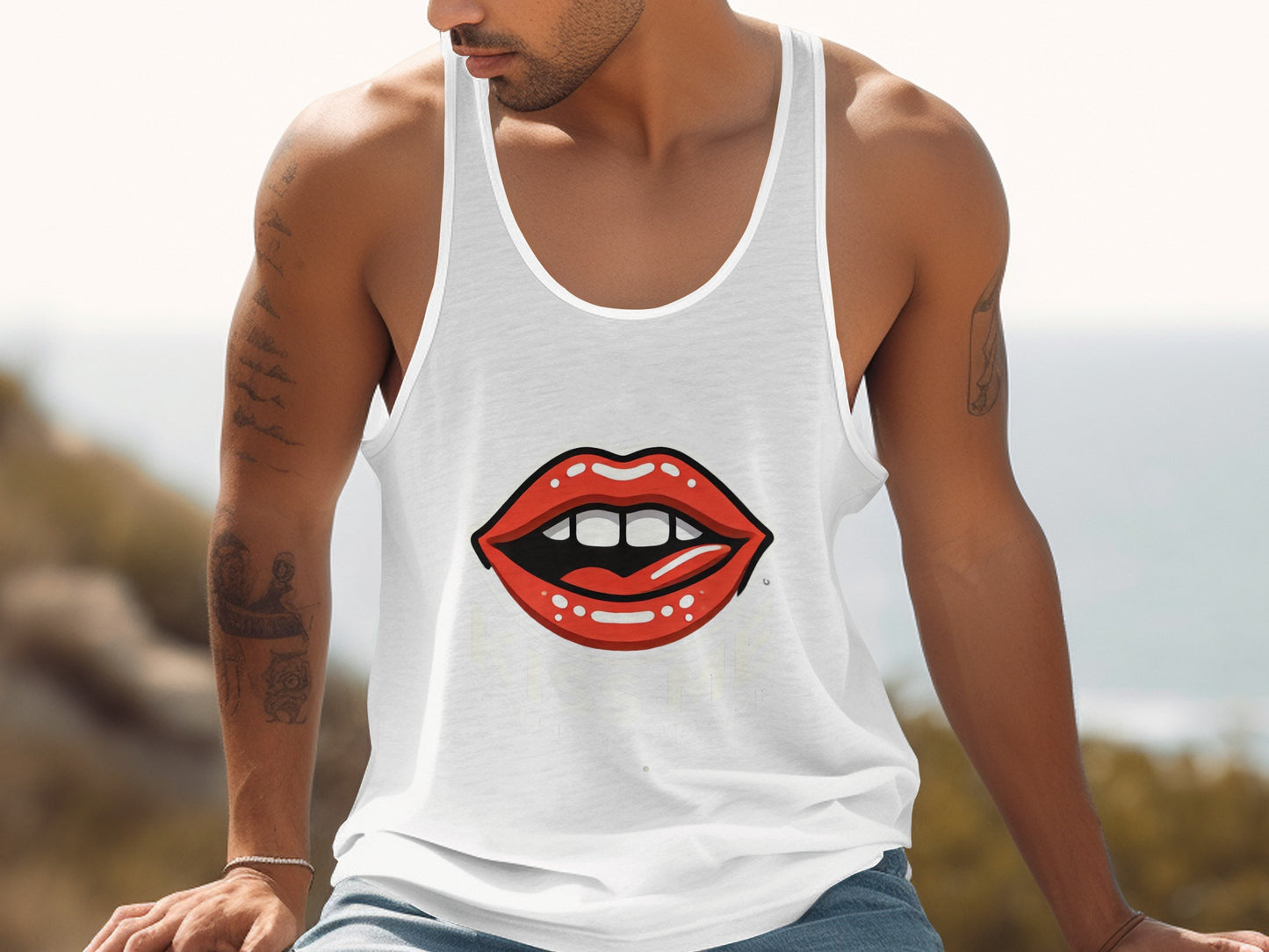 Graphic Tank Top with Lip Design perfect summer product