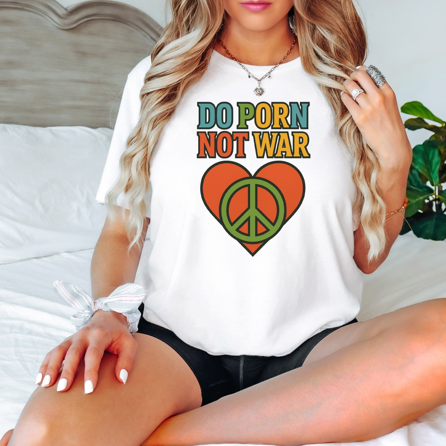 Do Porn Not War Peace Sign Heart Graphic Shirt product