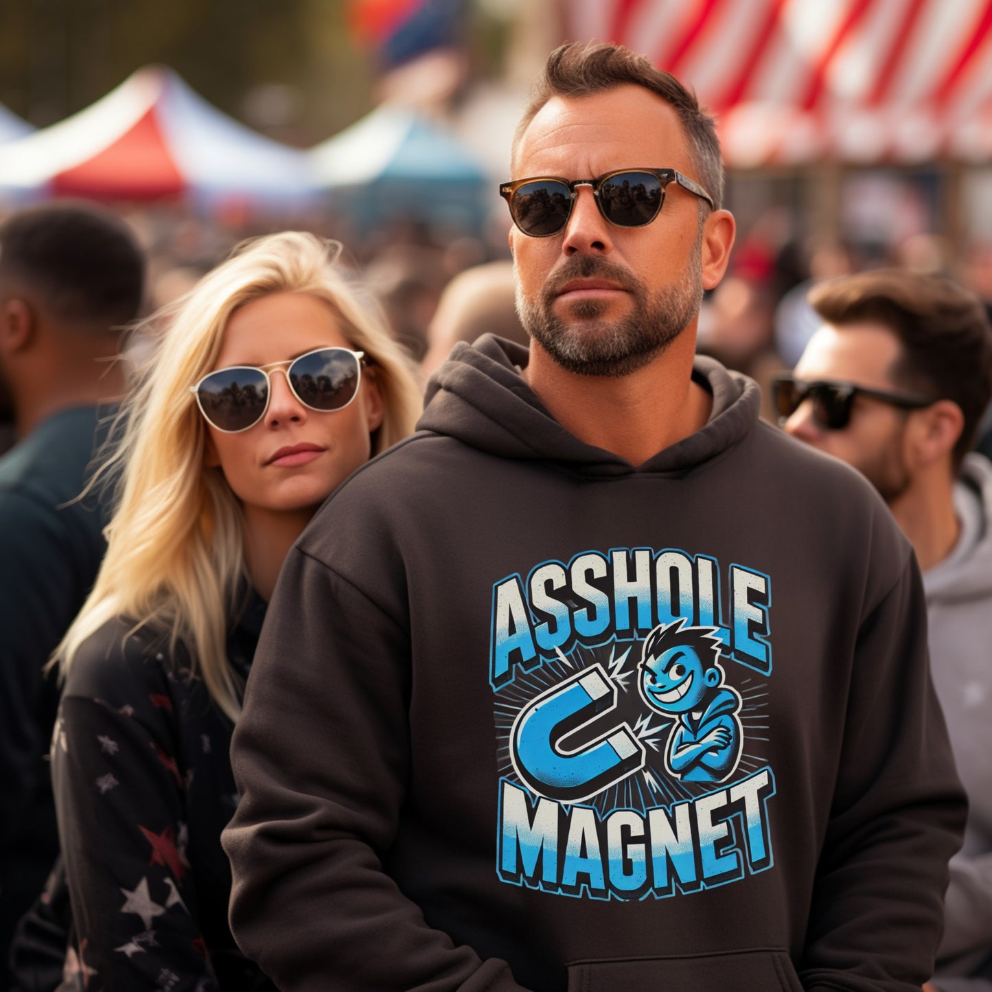Asshole Magnet Graphic Hoodie for Adults Funny product type