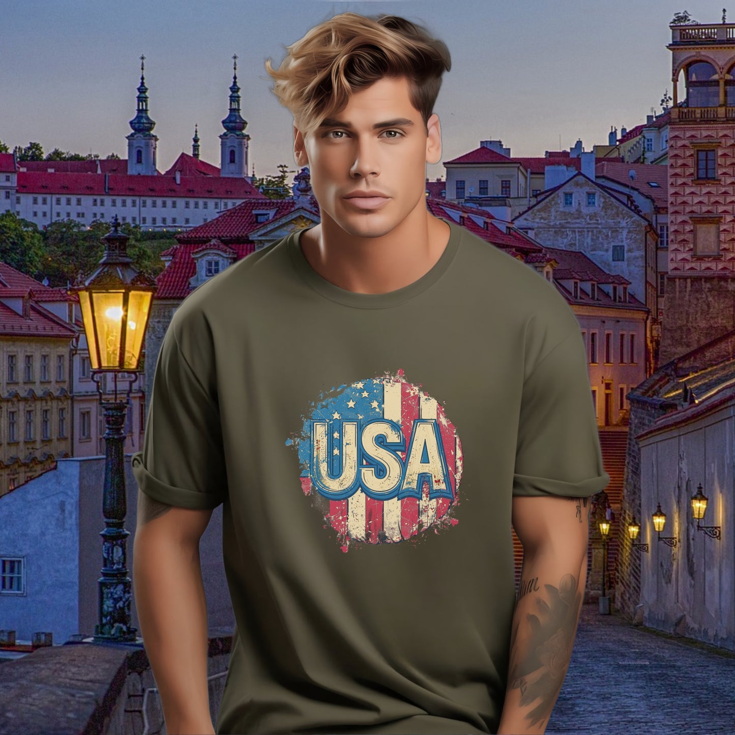 Vintage USA Flag Graphic T-Shirt streetwear product type