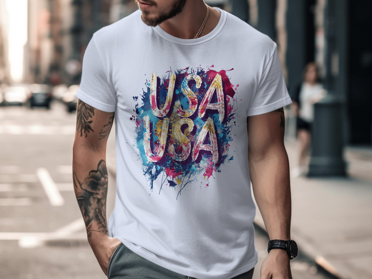 Vibrant Splash USA Graphic Design T-shirt product