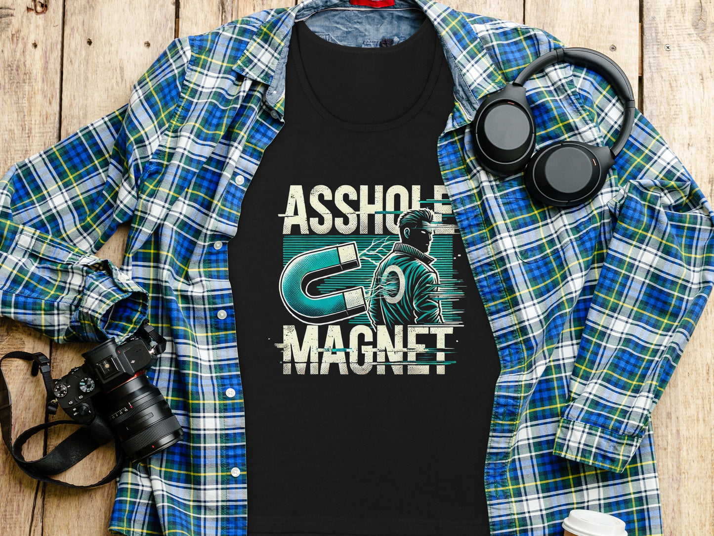 Funny Asshole Magnet Graphic Tee Casual T-shirt product type