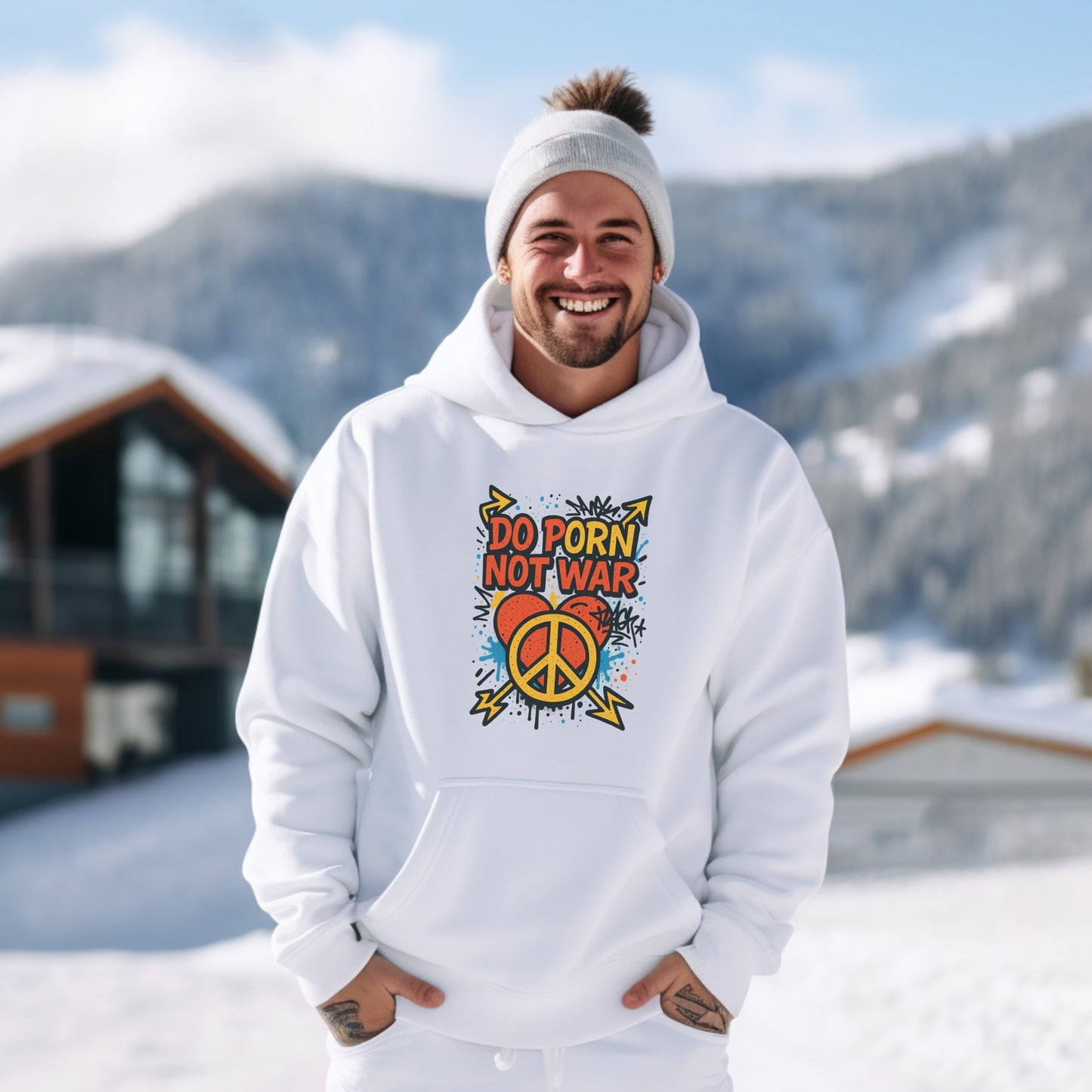 Do Porn Not War Peace Symbol Graphic Hoodie product