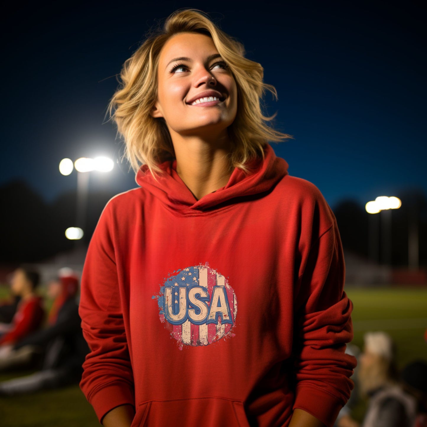 Stylish USA Graphic Red Hoodie fashion product