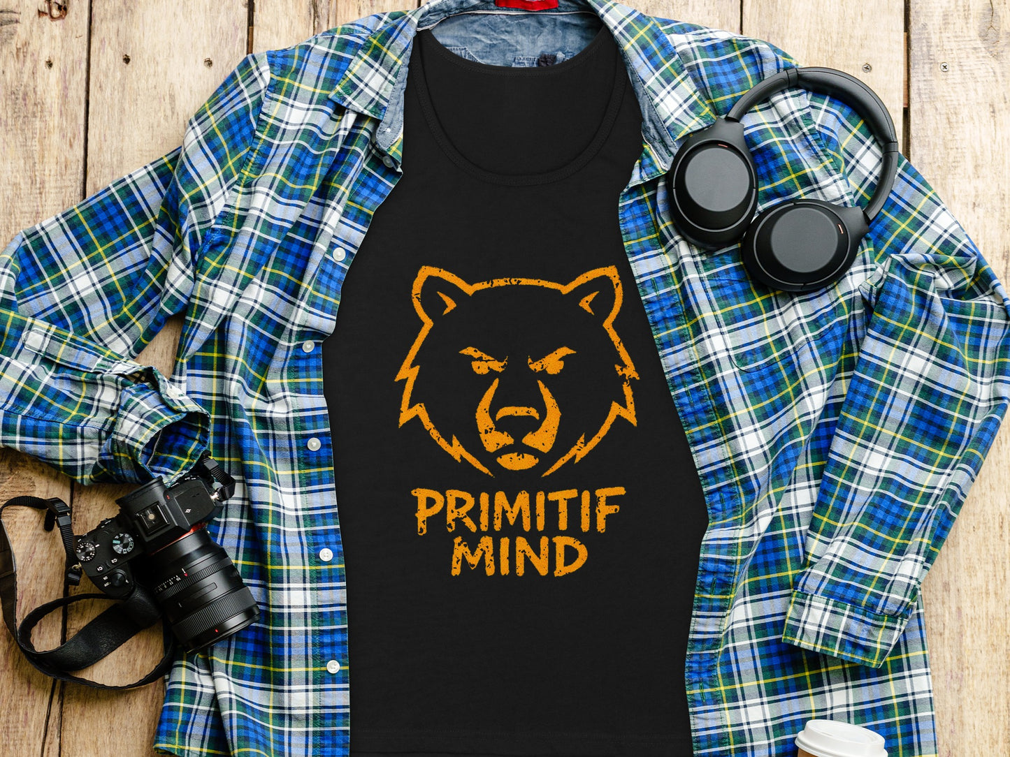 PrimitiF Mind Bear Print Casual Shirt product