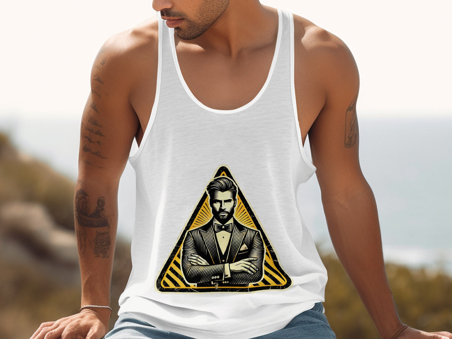 Stylish Geometric Triangle Design Tank Top product type