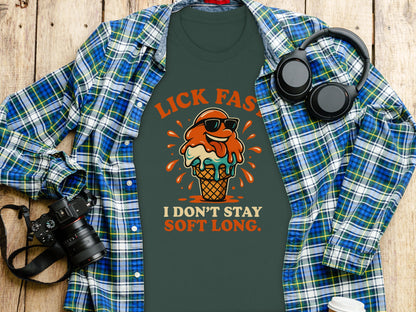 Lick Fast I Don't Stay Soft Long Ice Cream Character Shirt