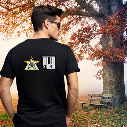 Stylish Black Star Barcode Design Graphic T-Shirt product