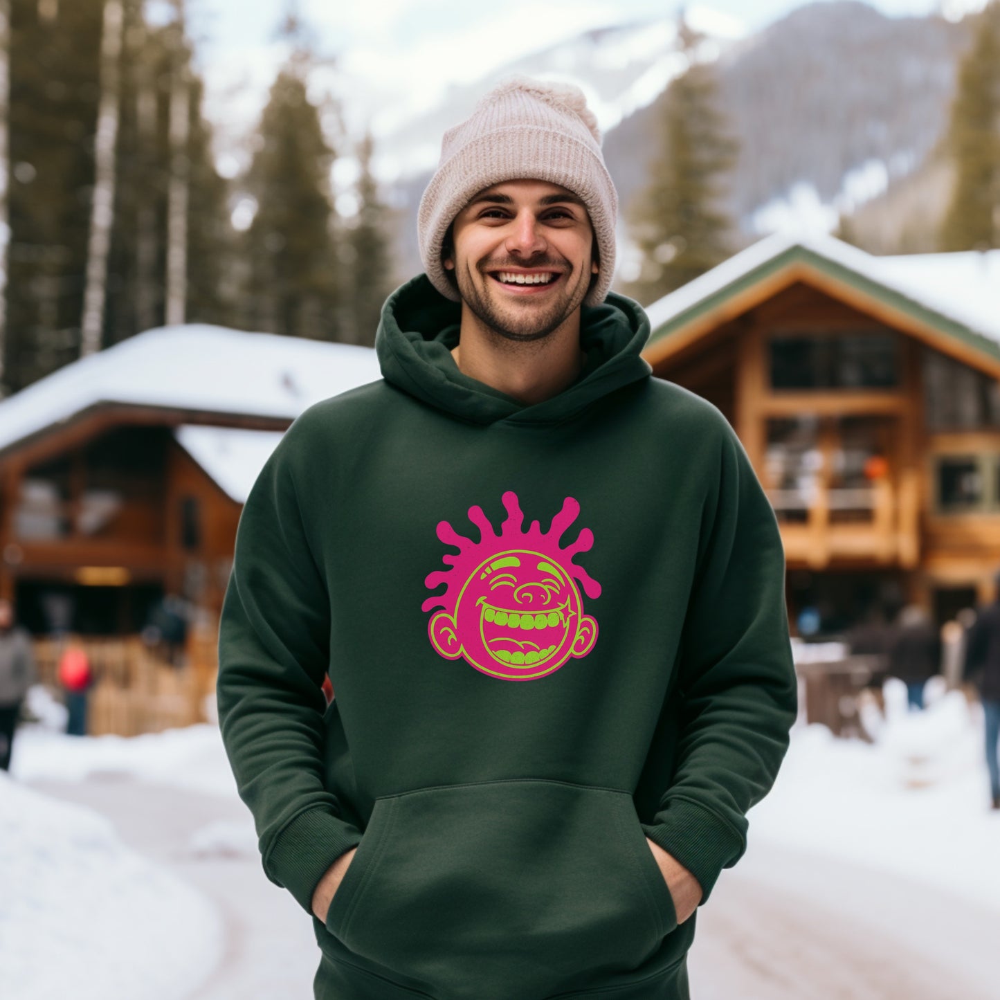 Stylish Hoodie with Colorful Smiling Face Design