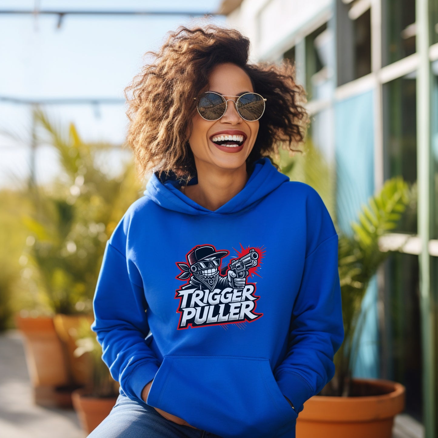 Trigger Puller Cool Graphic Blue Hoodie product