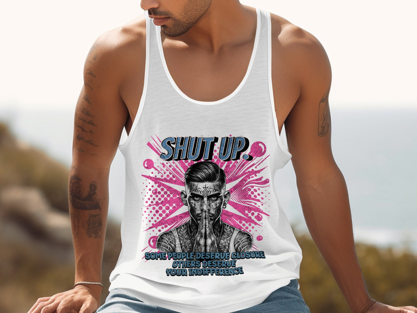 Stylish Shut Up Graphic Design Tank Top product
