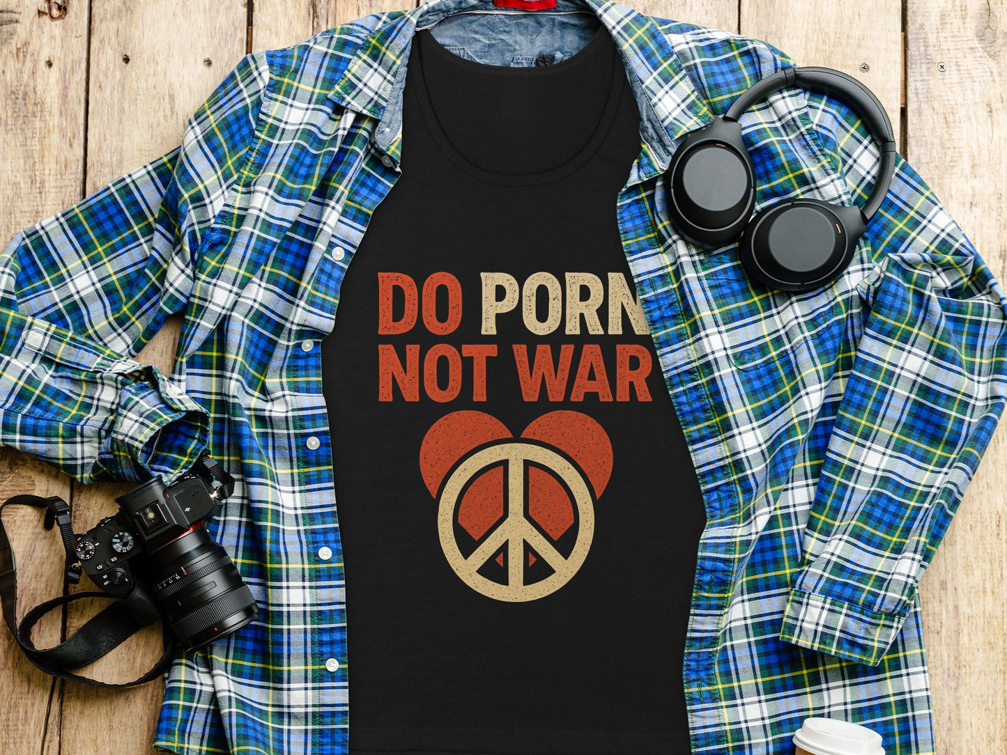 Do Porn Not War Peace Sign Graphic T-Shirt product