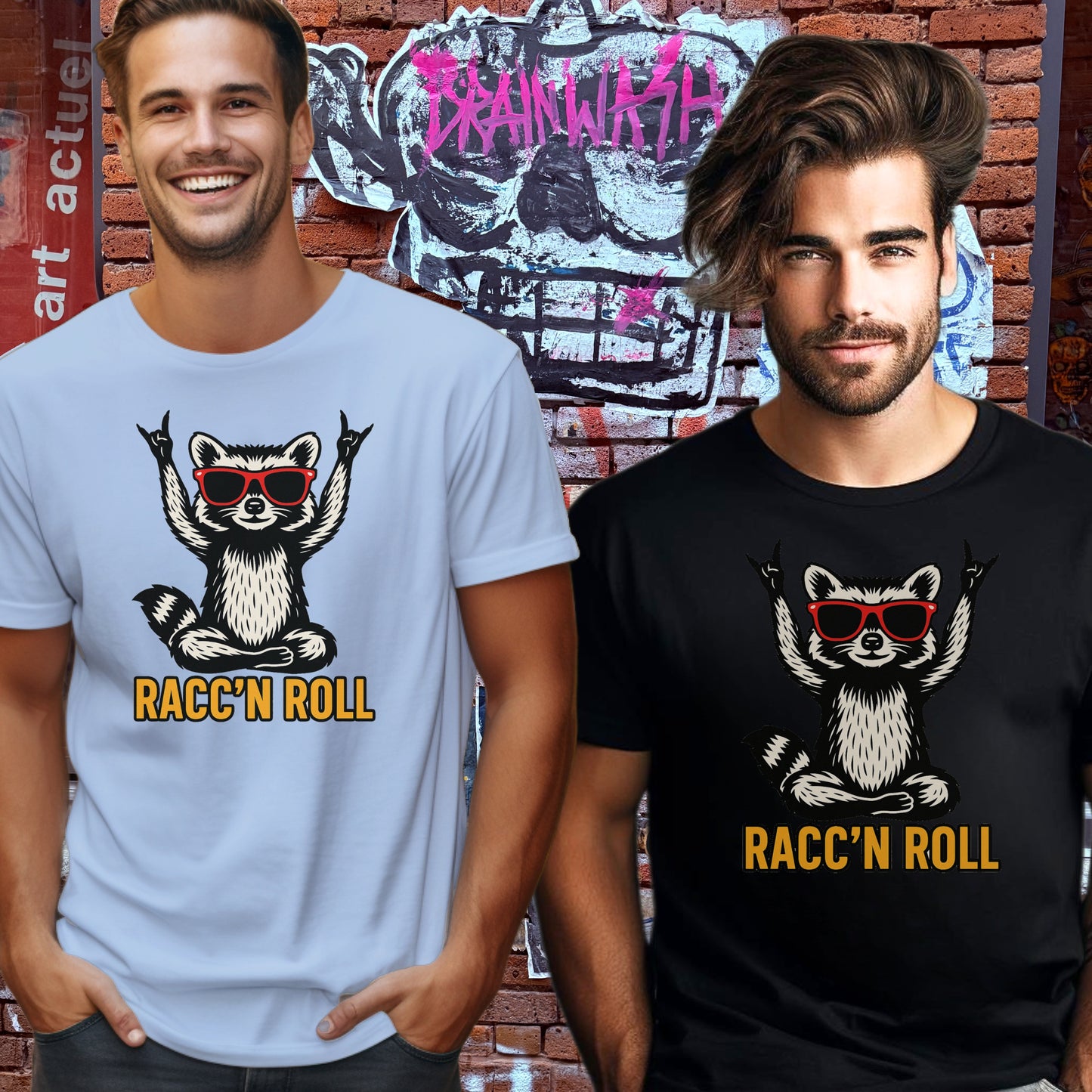 Racc'n Roll Graphic T-Shirt with Fun Design
