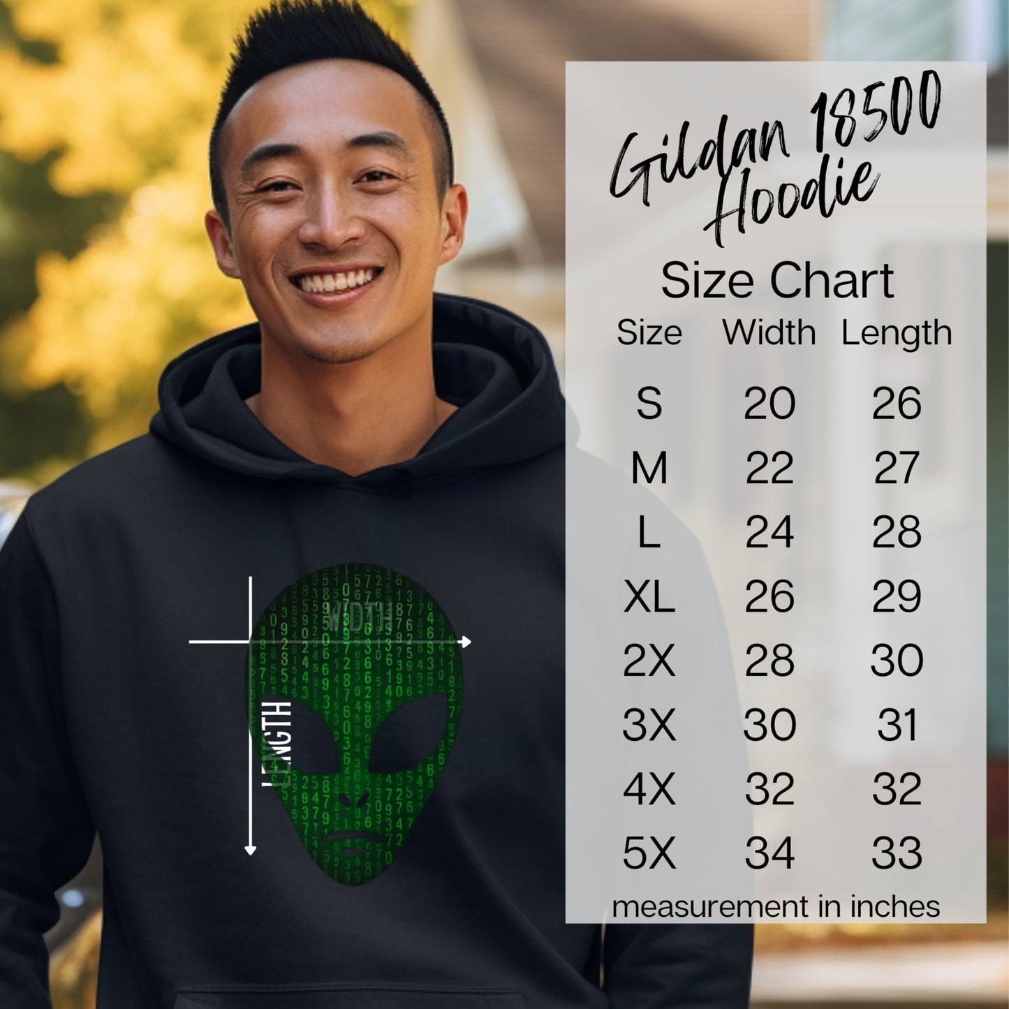 Stylish Alien Design Gildan 18500 Hoodie for All Sizes