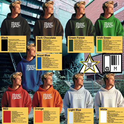 Stylish Hoodie with Feral Logo in Diverse Color Choices