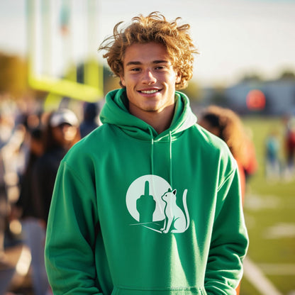 Stylish Green Hoodie with Unique Cat Design